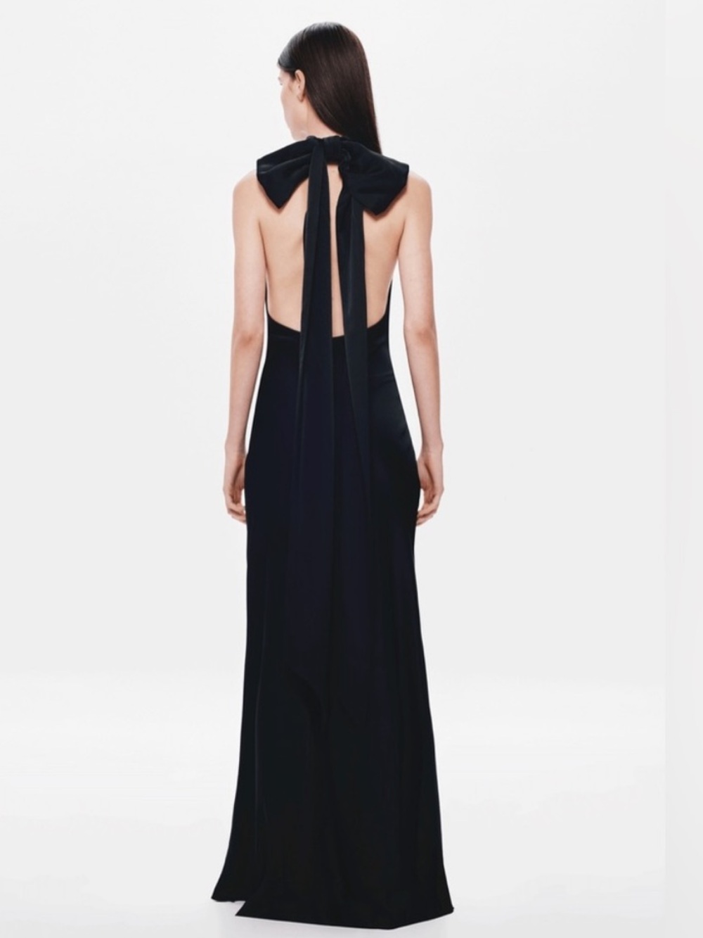 Misha Evianna Satin Gown with Bow - Picture 3 of 13